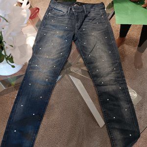 Express Straight ankle jean with pearl size 6